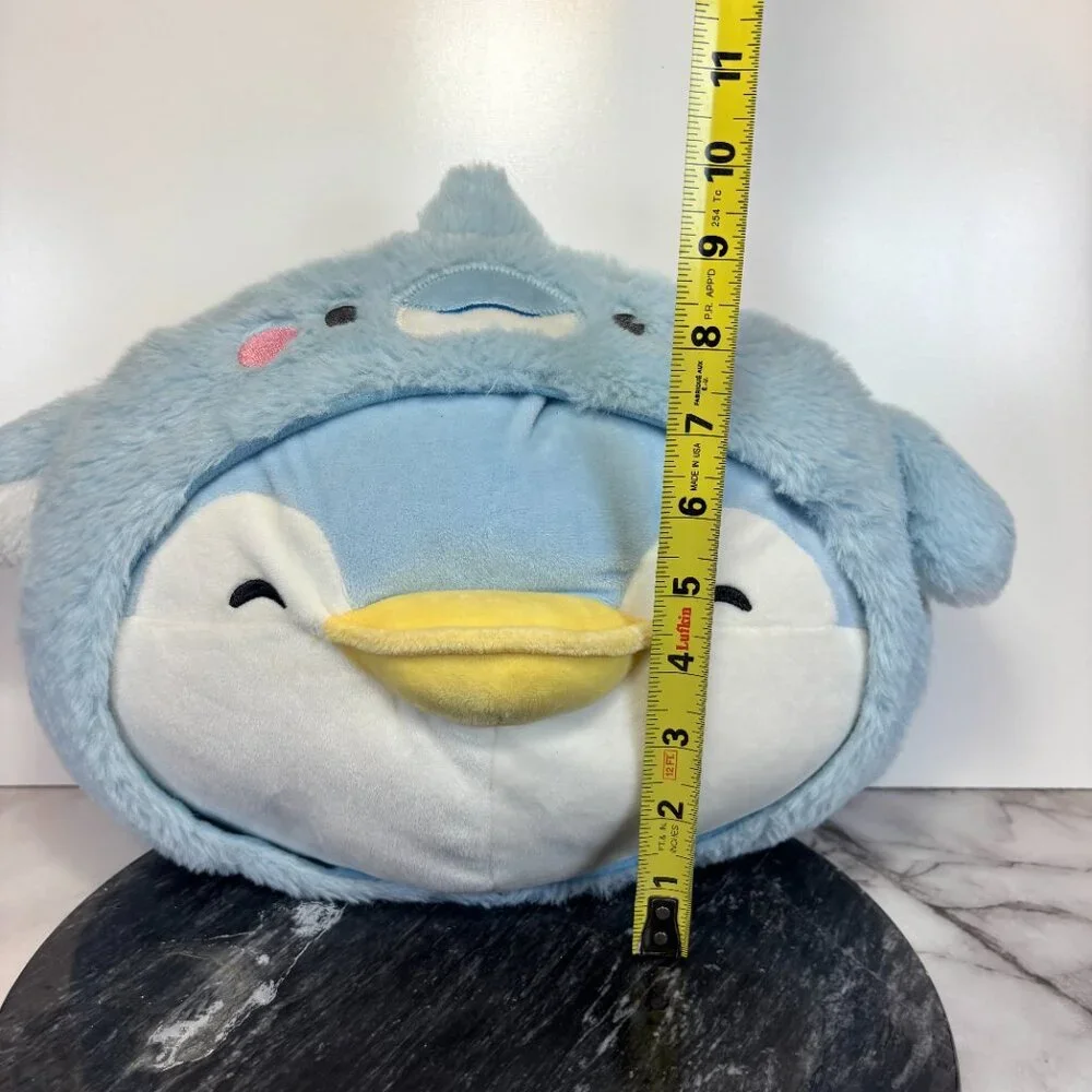 Miniso Ocean Penguin Head Shape Pillow Plush Stuffed Animal Blue 13”